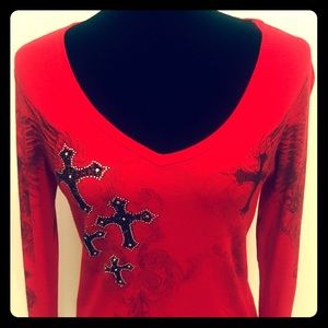 Angelic Red Ribbed Shirt